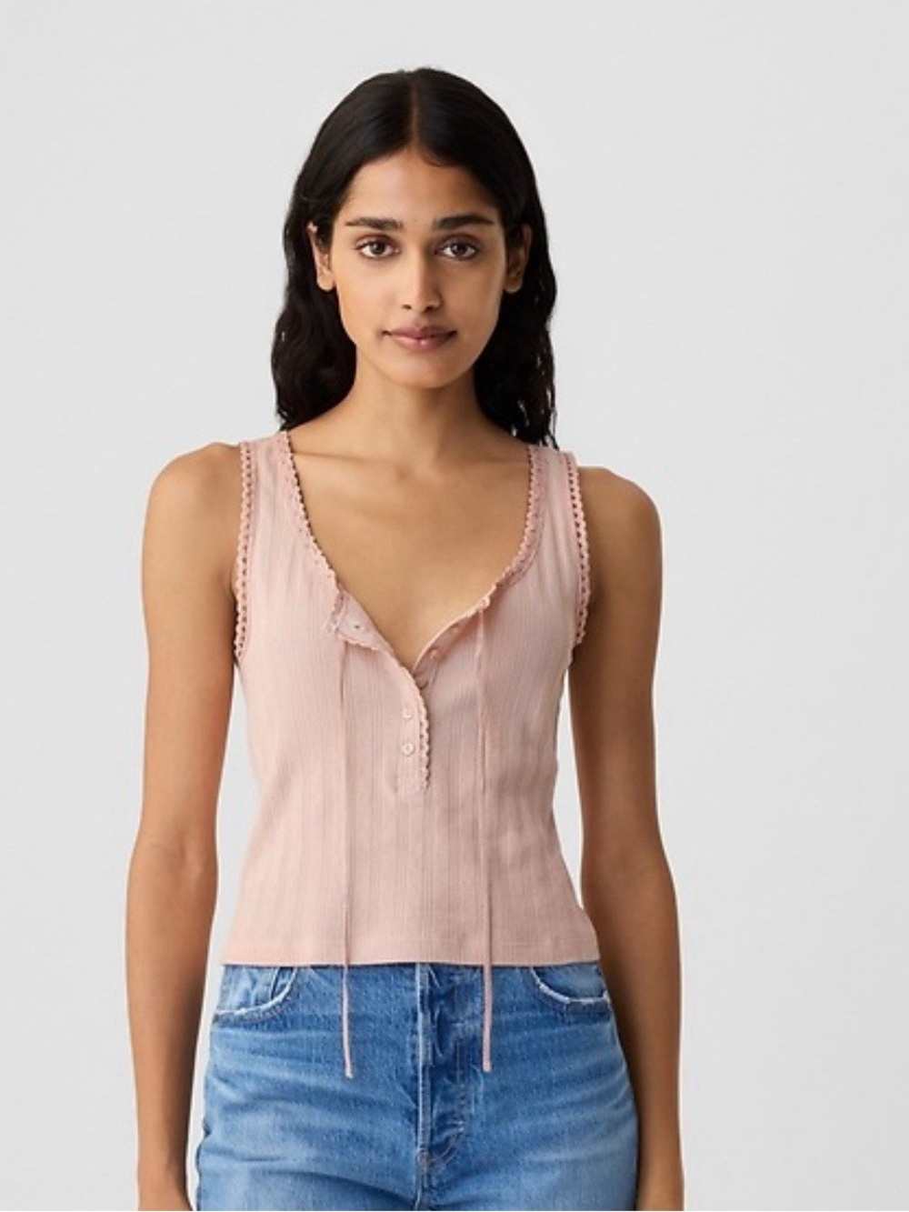 GAP X DÔEN Pointelle Tank Top – Pale Pink